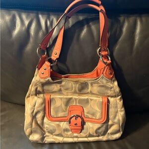 Coach Tan and Orange Signature Bag